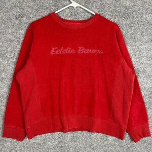 Eddie Bauer‎ Cropped Sweatshirt Women's XLarge Red Spellout Long Sleeve